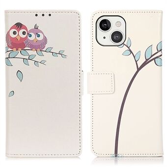 Card Slots Design Pattern Printing Leather Stand Case for iPhone 13 6.1 inch