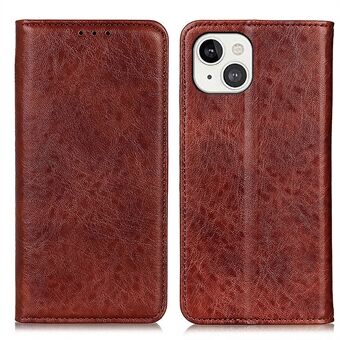 Crazy Horse Texture Auto-absorbed Wallet Leather Phone Stand Case for iPhone 13 6.1-inch