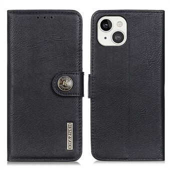 KHAZNEH Full Protective PU Leather Stand Design Phone Shell Case with Wallet for iPhone 13 6.1 inch