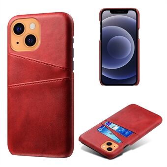 KSQ Well-Protected PU Leather Coated Hard PC Case with Dual Card Slots for iPhone 13 6.1 inch