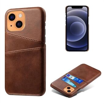 KSQ Well-Protected PU Leather Coated Hard PC Case with Dual Card Slots for iPhone 13 6.1 inch