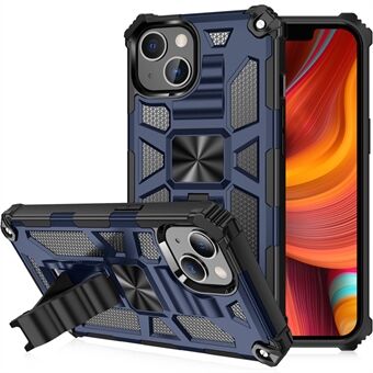 PC TPU Combo Armor Shockproof Phone Case with Kickstand and Magnetic Metal Sheet for iPhone 13 6.1 inch