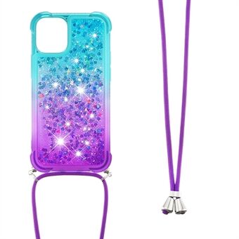 Glitter Liquid Gradient Quicksand Series Bling Sparkle Soft TPU Protective Case with Strap for iPhone 13 6.1 inch