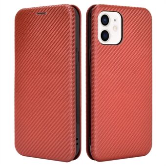 Soft Touch Sturdy Durable Carbon Fiber Fingerprint Resistant Magnetic Leather Case with Ring Strap for iPhone 13 6.1 inch