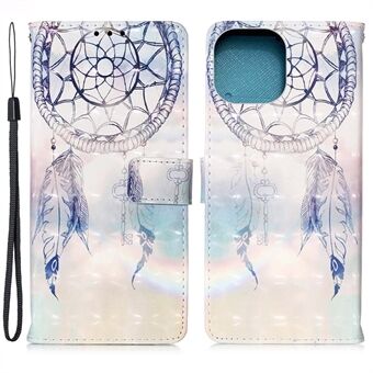 3D Pattern Printing Wallet Premium PU Leather Wallet Case Flip Folio Stand View Cover with Strap for iPhone 13 6.1 inch