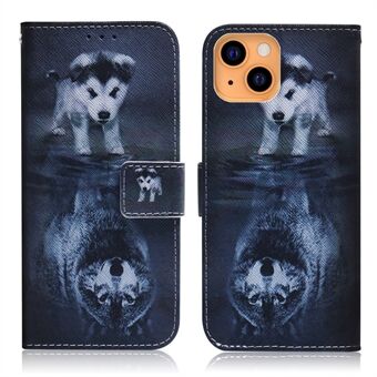 Pattern Printing PU Leather Wallet Leather Stand Folio Flip Protective Cover with Magnetic Closure for iPhone 13 6.1 inch