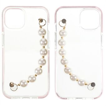 Anti-Scratch Super Clear TPU Phone Case with Pearl Hand Strap for iPhone 13 6.1 inch