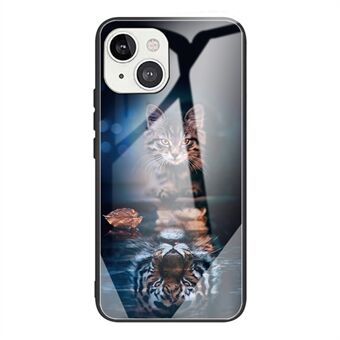 Pattern Printing Tempered Glass + TPU Hybrid Case Protective Phone Cover for iPhone 13 6.1 inch