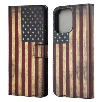 Full Body Protective Pattern Printing PU Leather Wallet Magnetic Closer Shockproof Stand Feature Flip Folio Cover Case for iPhone 13 - The American Flag