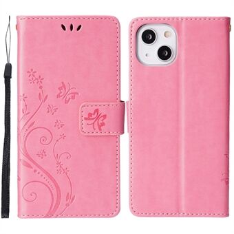 Personalized PU Leather Butterflies Pattern Imprint Wallet Card Slots Phone Stand Case for iPhone 13 6.1 inch