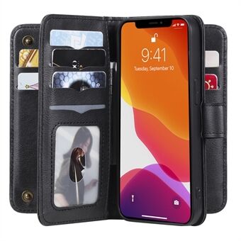 Anti-Scratch Phone Cover Stand Shell with Multiple Card Slots Wallet for iPhone 13 6.1 inch