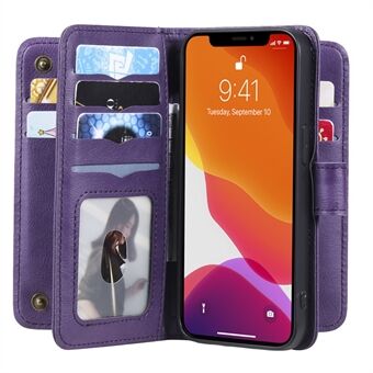 Anti-Scratch Phone Cover Stand Shell with Multiple Card Slots Wallet for iPhone 13 6.1 inch