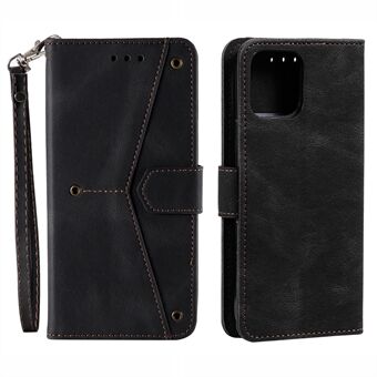 PU Leather Wallet Phone Case Rivet Decor Cover Stand Case Cover for iPhone 13 6.1 inch