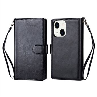 9 Card Slots Wallet Cover Detachable 2-in-1 TPU Phone Case for iPhone 13 6.1 inch