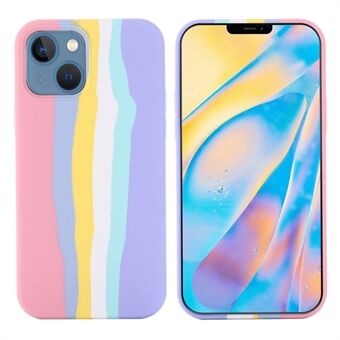 Rainbow Style Liquid Silicone Mobile Phone Back Case Protector for iPhone 13 6.1 inch