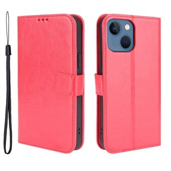 Anti-Fall Shockproof Wrist Strap Crazy Horse Texture Wallet Design Leather Phone Cover with Stand for iPhone 13 6.1 inch