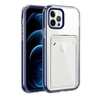 Anti-Fall TPU + PC Double Layers Shockproof Clear Phone Case with Card Holder for iPhone 13 6.1 inch