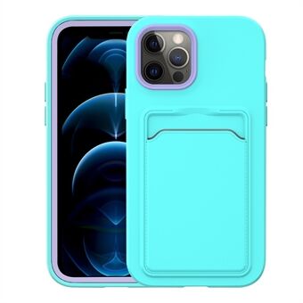 Dual Color Hard PC Frame + Back Soft TPU Scratch-Resistant Phone Cover with Card Holder for iPhone 13 6.1 inch