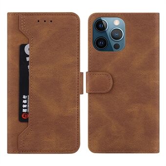 Stitching Design Magnetic Buckle Closure Leather Phone Case with Wallet for iPhone 13 6.1 inch