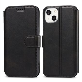 All-round Protection PU Leather Phone Stand Case Wallet Shell for iPhone 13 - Black