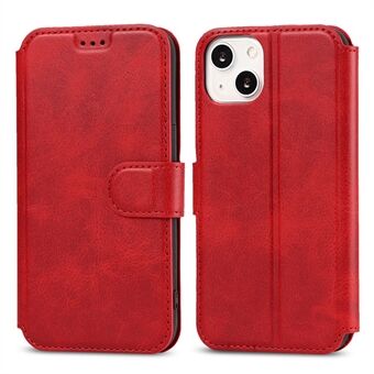 All-round Protection PU Leather Phone Stand Case Wallet Shell for iPhone 13 - Red