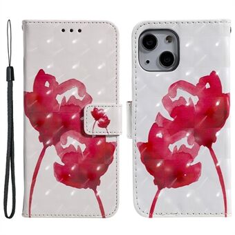 Light Spot Decor Pattern Printing Wallet Stand Leather Case Shock-resistant Phone Cover with Strap for iPhone 13 6.1 inch