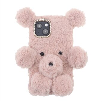 3D Furry Bear Plush Doll Anti-fall TPU Phone Case Shell for iPhone 13 6.1 inch