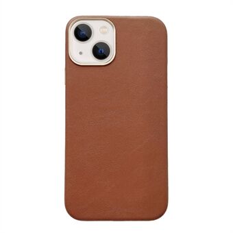 Anti-scratch PU Leather Coated PC Phone Back Case Shell for iPhone 13 6.1 inch