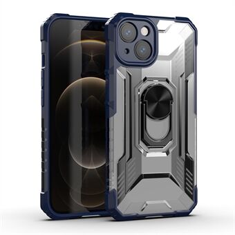 RUGGED SHIELD Armor PC+TPU Hybrid Mobile Phone Case Cover with Ring Holder Kickstand for iPhone 13 6.1 inch