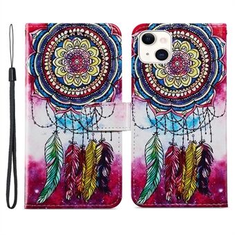 Pattern Printing Wallet Design Dual-Sided Magnetic Clasp Leather Phone Stand Case Well-Protected Cover for iPhone 13 6.1 inch