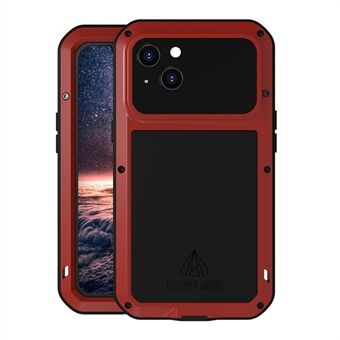 LOVE MEI Full-Body Rugged Metal Bumper Silicone Case Built-in Tempered Glass Screen Protector for iPhone 13 6.1 inch