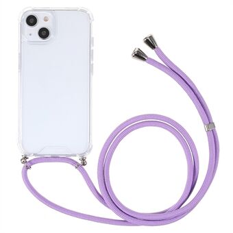 Transparent Acrylic + TPU Hybrid Phone Case Cover with Textile Lanyard for iPhone 13 6.1 inch