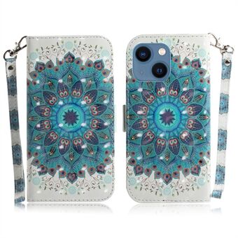 Light Spot Decor Pattern Printing Wallet Stand Leather Case Phone Protector for iPhone 13 6.1 inch