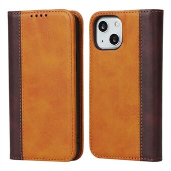 Bi-color Splicing Design Auto-absorbed PU Leather Wallet Phone Shell Case for iPhone 13 6.1 inch