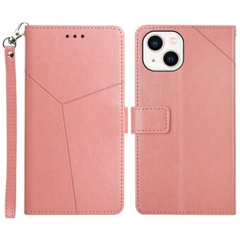 PU Leather Phone Case Imprinting Stylish Y-shaped Line Wallet Shell Stand Cover for iPhone 13 6.1 inch