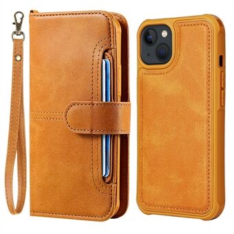 KT Leather Series-4 2-in-1 Detachable Anti-Drop Multiple Card Slots Design Wallet Button Closure PU Leather Phone Case for iPhone 13 6.1 inch