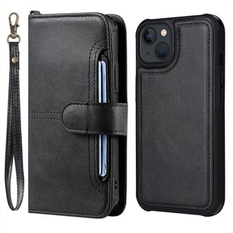 2-in-1 Detachable Anti-Drop Multiple Card Slots Design Wallet Button Closure PU Leather Phone Case for iPhone 13 6.1 inch