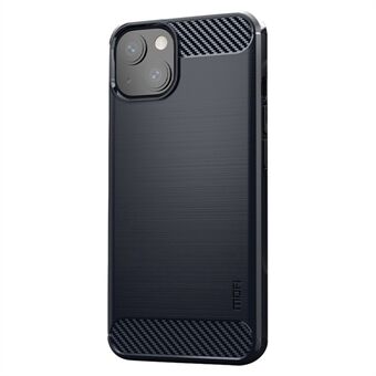 MOFI Carbon Fiber Brushed Texture Anti-Fingerprint Scratch-Resistant Flexible TPU Phone Case Cover for iPhone 13 6.1 inch