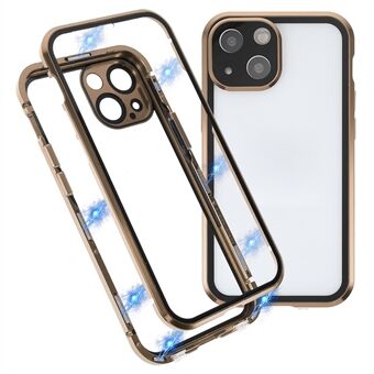 Double-sided Tempered Glass + Metal Frame Hybrid Phone Case Cover with Camera Lens Protection for iPhone 13 6.1 inch