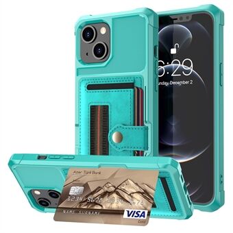 ZM06 PU Leather + TPU Anti-scratch Card Slot Design Case with Elastic Finger Strap for iPhone 13 6.1 inch