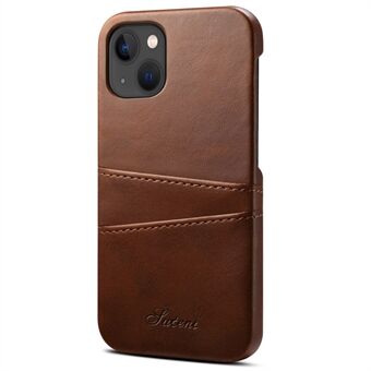 SUTENI 015 Series Solid Color PU Leather Coated PC Back Cover with Card Holders for iPhone 13 6.1 inch