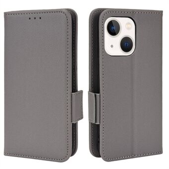 Wallet Design Flip Litchi Texture PU Leather Cover Magnetic Clasp Folio Stand Case for iPhone 13 6.1 inch