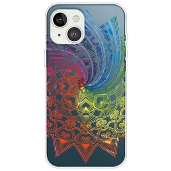 Lace Pattern Printing TPU Case with Transparent Based Gradient Pattern Design Drop-Resistant Phone Protective Case for iPhone 13 6.1 inch