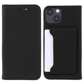 Skin-touch Feeling Kickstand Design PU Leather Wallet Case Phone Cover for iPhone 13 6.1 inch - Black