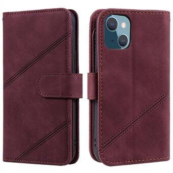 For iPhone 13 6.1 inch Shockproof Phone Case Imprinted PU Leather Stand Cover with Multiple Card Slots and Cash Pocket