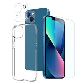 NORTHJO For iPhone 13 6.1 inch High Transmittance Cell Phone Case with Tempered Glass Screen Protector and Back Camera Lens Cover