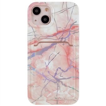 For iPhone 13 6.1 inch Marble Pattern Phone Cover TPU Electroplating IMD Phone Case with Card Slot