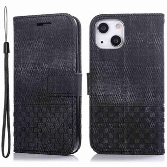 For iPhone 13 6.1 inch Anti-fall Phone Wallet Case Wear-resistant Cloth Texture PU Leather RFID Blocking Phone Cover Stand