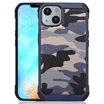 For iPhone 13 6.1 inch Anti-collision Camouflage Pattern PU Leather Coated Phone Back Cover with Airbag ABS+PC Protective Case