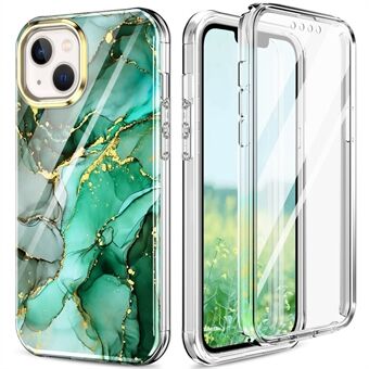 For iPhone 13 6.1 inch 3-in-1 Detachable Full Protection PC+TPU Airbag Anti-fall IMD Pattern Case with Built-in PET Screen Protector